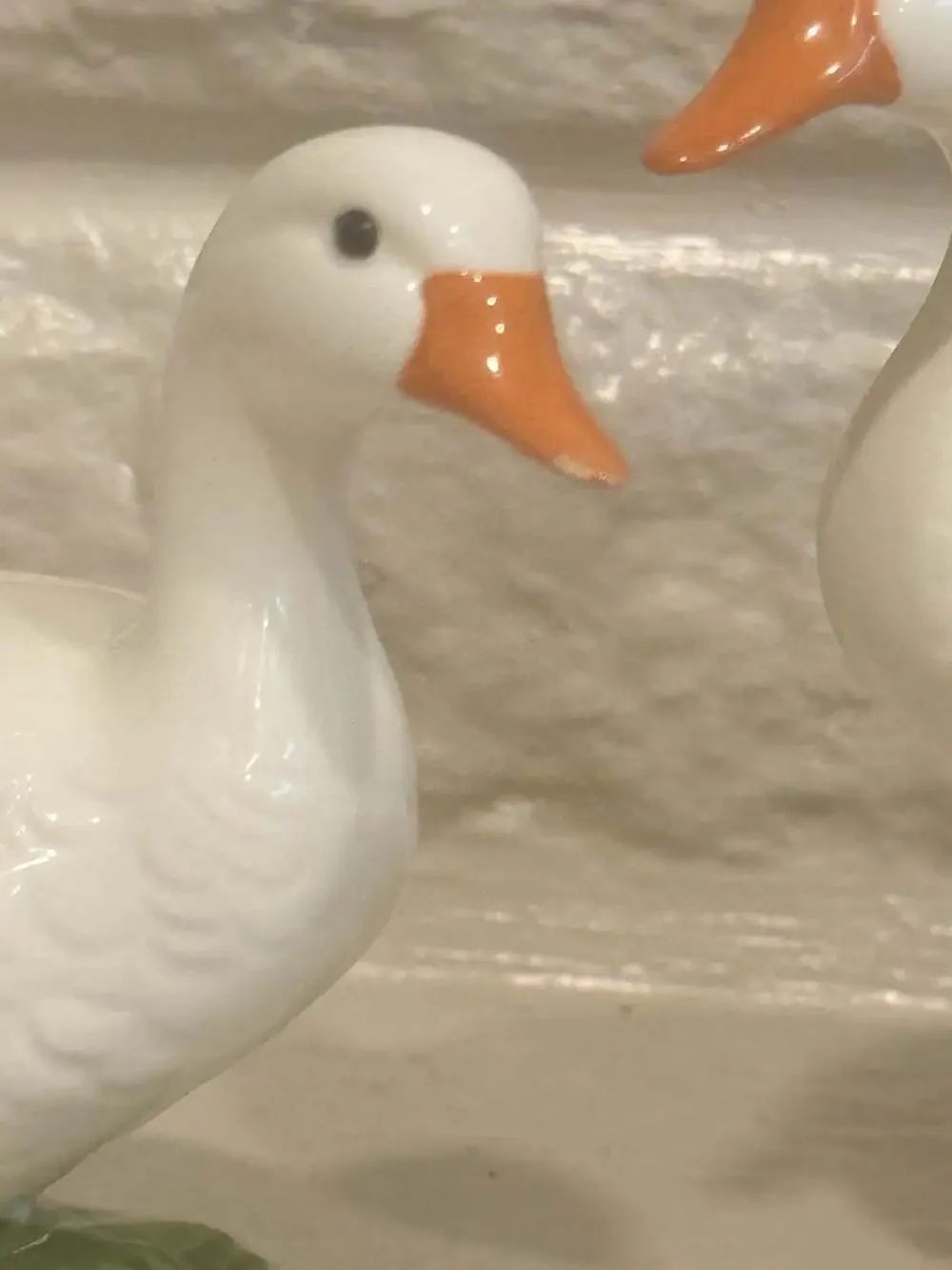 Vintage Ceramic White Duck Goose Figurines Set of 2 Cottagecore